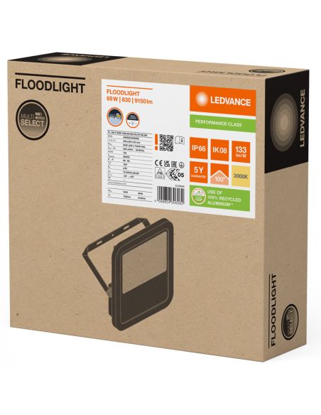Proyector LED Exterior Gen4 Negro 69W IP66 - Alto Rendimiento y Eficiencia 10.000Lm FL 100 P 10KLM LedVance 3000K