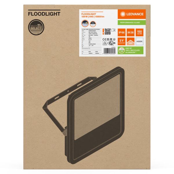 Holofote LED externo preto 100W -...