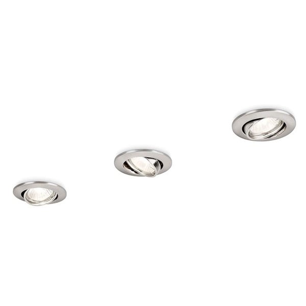 Pack de 3 Focos empotrables y orientables ENIF, redondo, níquel, GU10 (sin bombilla)