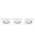 Pack de 3 Downlight empotrables y orientables, cuadrados, ENNEPER blanco, GU10