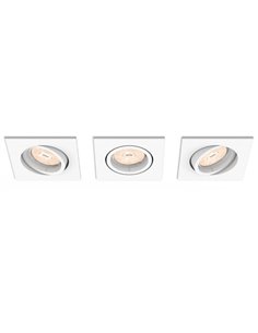 Pack de 3 downlights encastrables et orientables, carrés, ENNEPER blanc, GU10