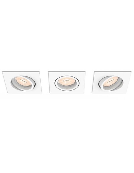 Pack de 3 downlights encastrables et orientables, carrés, ENNEPER blanc, GU10