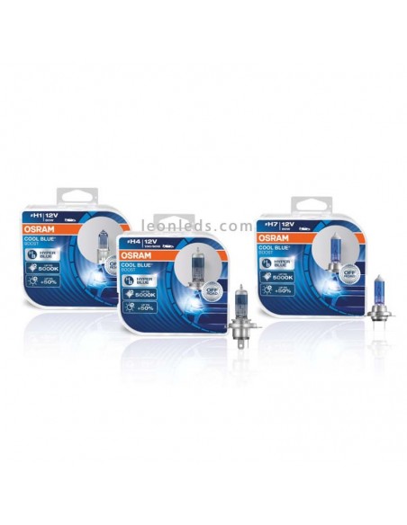Bombillas H4 Cool Blue Boost para vehículos de 12V +50% de luz hiper azul 5000K Osram | LeonLeds Iluminación
