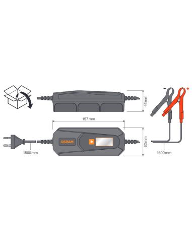 Medidas Cargador Inteligente OSRAM BATTERYcharge 405 ESSENTIAL OEBCS405ESN
