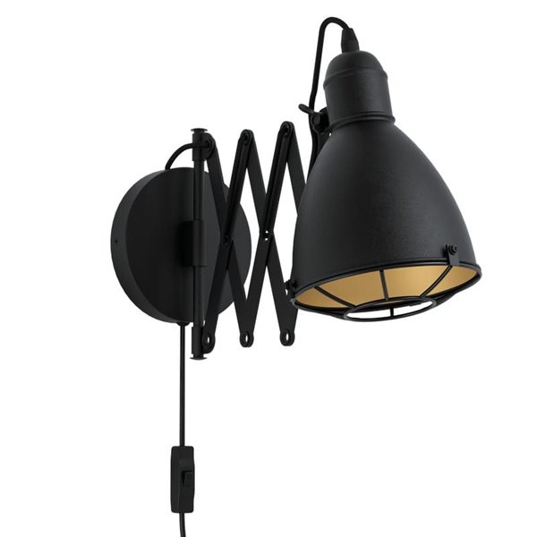 Aplique de Pared TREBURLEY Negro y Dorado E27, estilo Industrial