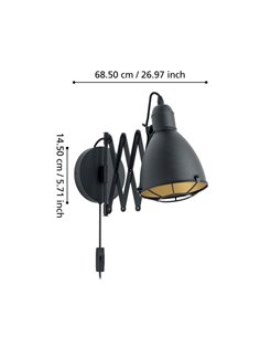 Aplique E27 preto e dourado TREBURLEY, estilo industrial 2