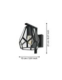 Aplique de Pared MARDYKE en forma de rombo, negro y cristal, E27, estilo Industrial