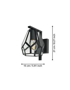Aplique de Pared MARDYKE en forma de rombo, negro y cristal, E27, estilo Industrial 2