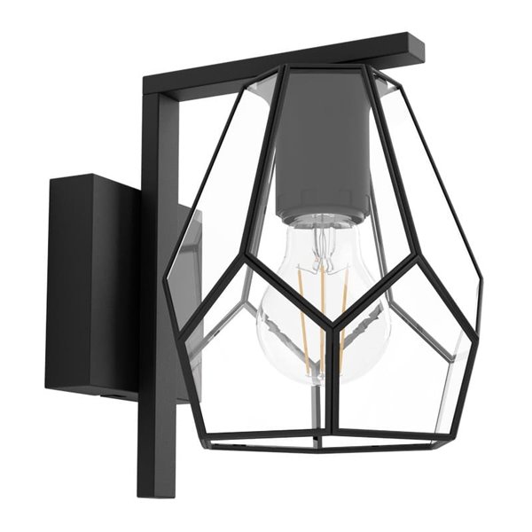 Aplique de Pared MARDYKE en forma de rombo, negro y cristal, E27, estilo Industrial