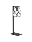 Lámpara de Sobremesa MARDYKE de pie metálico y pantalla en forma de rombo, negro y cristal, E27