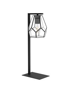 Lámpara de Sobremesa MARDYKE de pie metálico y pantalla en forma de rombo, negro y cristal, E27