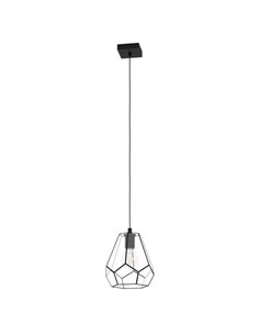Lampe à suspension MARDYKE en forme de losange noir et verre, E27