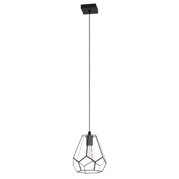 Lámpara Colgante MARDYKE en forma de rombo negro y cristal, E27
