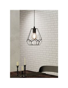 Lámpara Colgante MARDYKE en forma de rombo negro y cristal, E27 2