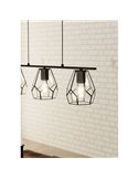 MARDYKE Suspensão com 3 luzes, abajures em forma de losango preto e vidro, E27, estilo industrial