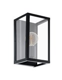 Aplique de Pared moderno CHARTERHOUSE rectangular en negro y cristal, E27