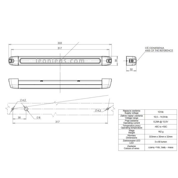 Lámpara Barra LED para vehiculos de 12v de interior o exterior Ip68 negra luz blanca giratoria | LeonLeds Iluminación