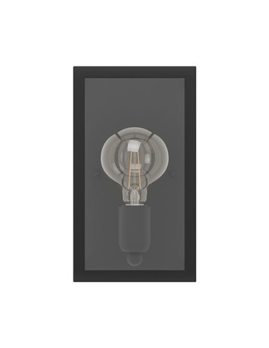 Aplique de Pared moderno CHARTERHOUSE rectangular en negro y cristal, E27
