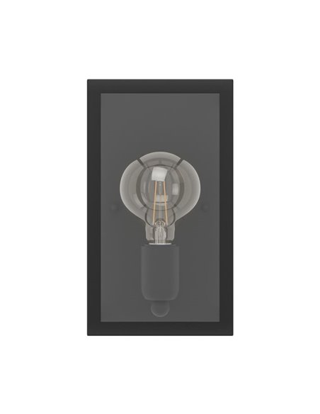 Aplique de Pared moderno CHARTERHOUSE rectangular en negro y cristal, E27