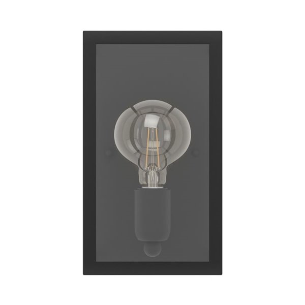 Aplique de Pared moderno CHARTERHOUSE rectangular en negro y cristal, E27