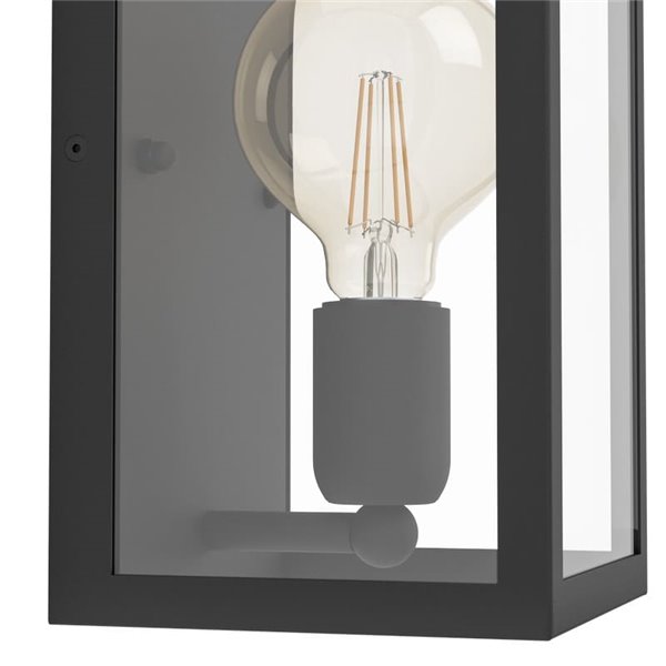 Aplique de Pared moderno CHARTERHOUSE rectangular en negro y cristal, E27
