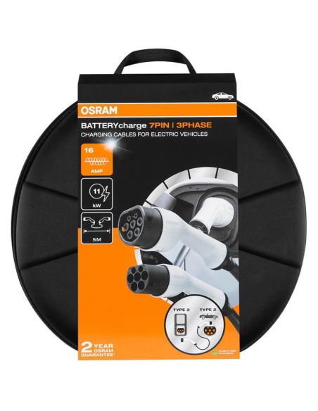Cable de Carga 5 metros OSRAM BATTERYcharge 7PIN | 3 Fases | 16A | Tipo 2