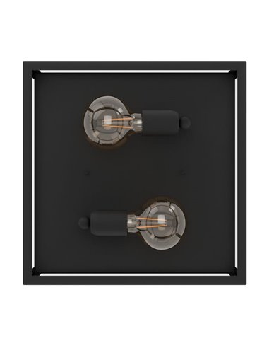 Plafón de techo moderno CHARTERHOUSE cuadrado de cristal, negro, 2xE27