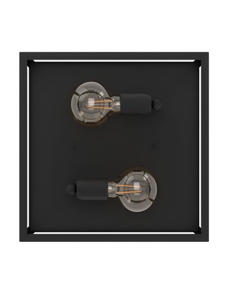 Plafón de techo moderno CHARTERHOUSE cuadrado de cristal, negro, 2xE27