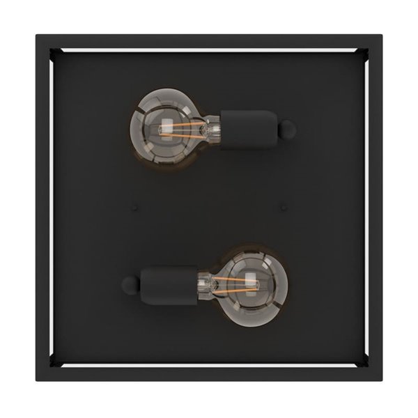 Plafón de techo moderno CHARTERHOUSE cuadrado de cristal, negro, 2xE27