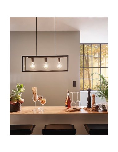 Lámpara Colgante moderna CHARTERHOUSE negro de cristal, 3xE27