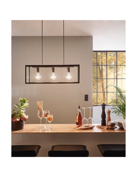 Lámpara Colgante moderna CHARTERHOUSE negro de cristal, 3xE27