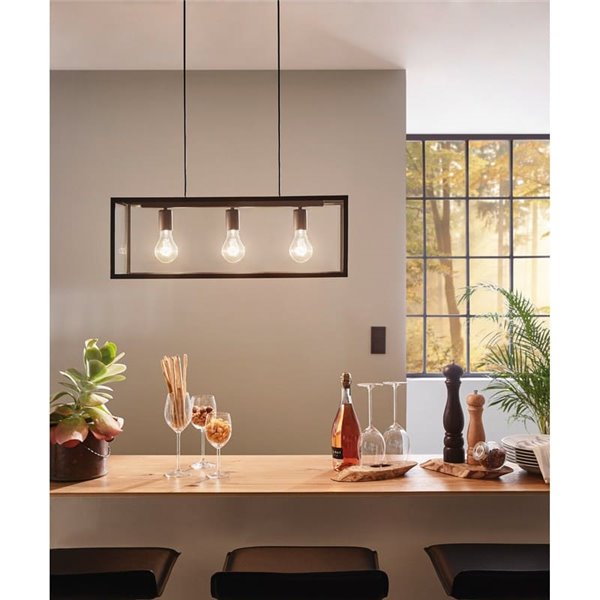 Lámpara Colgante moderna CHARTERHOUSE negro de cristal, 3xE27