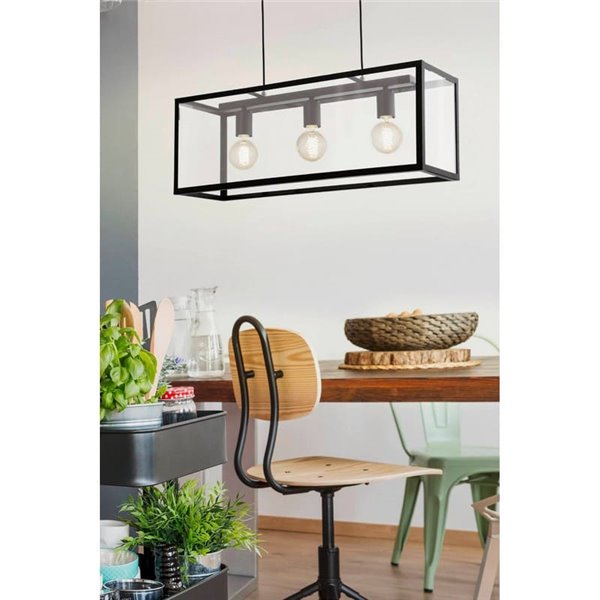 Candeeiro suspenso moderno de cristal preto CHARTERHOUSE, 3xE27