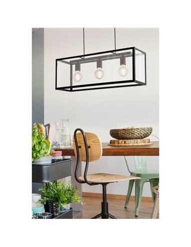 Lámpara Colgante moderna CHARTERHOUSE negro de cristal, 3xE27