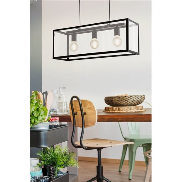 CHARTERHOUSE suspension moderne en cristal noir, 3xE27