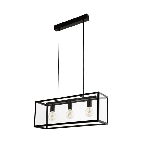 Lámpara Colgante moderna CHARTERHOUSE negro de cristal, 3xE27