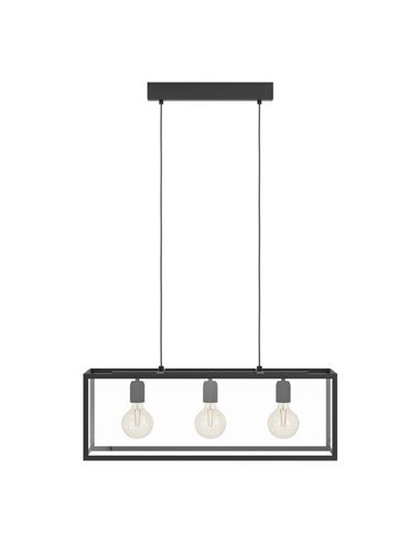 Candeeiro suspenso moderno de cristal preto CHARTERHOUSE, 3xE27