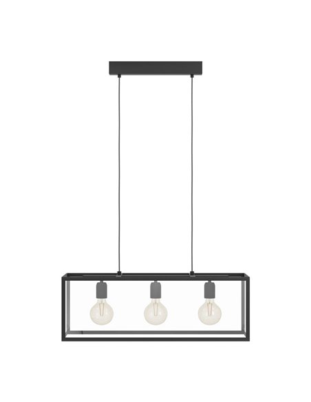 Candeeiro suspenso moderno de cristal preto CHARTERHOUSE, 3xE27