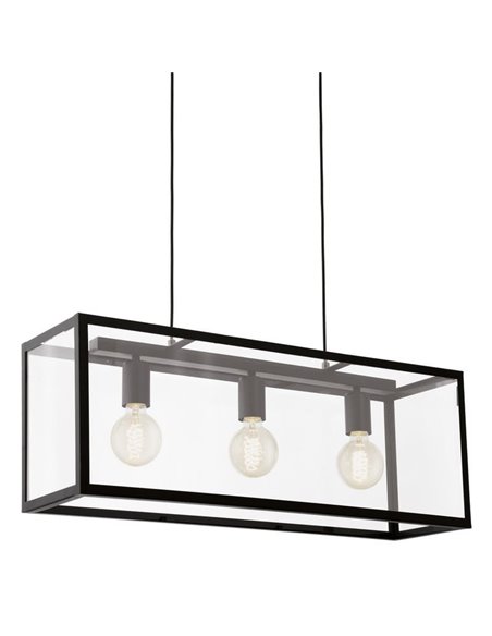 Candeeiro suspenso moderno de cristal preto CHARTERHOUSE, 3xE27