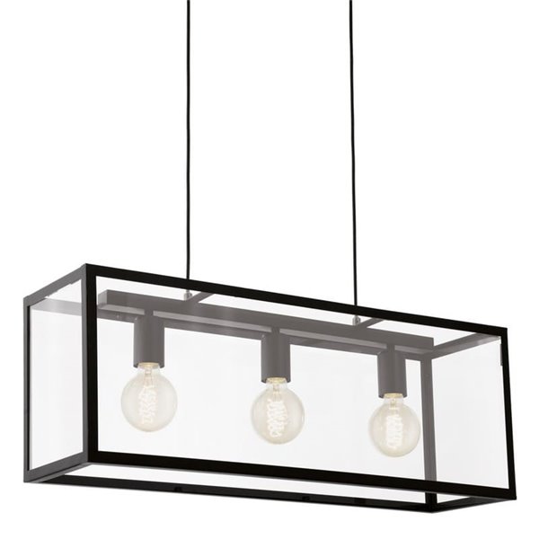 Candeeiro suspenso moderno de cristal preto CHARTERHOUSE, 3xE27