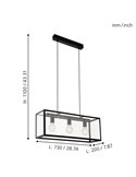 CHARTERHOUSE suspension moderne en cristal noir, 3xE27