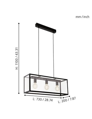 CHARTERHOUSE suspension moderne en cristal noir, 3xE27