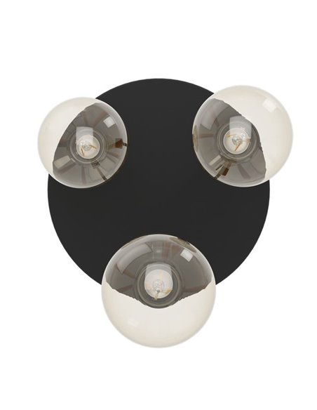 Candeeiro de teto redondo WILMCOTE, preto com 3 luzes suspensas E27, estilo escandinavo
