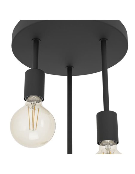 Lámpara de Techo redonda WILMCOTE, negro con 3 Luces colgando E27, estilo Escandinavo