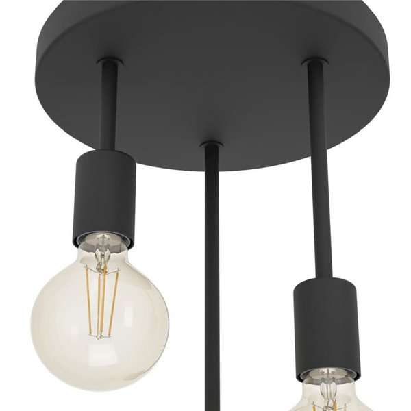 Lámpara de Techo redonda WILMCOTE, negro con 3 Luces colgando E27, estilo Escandinavo