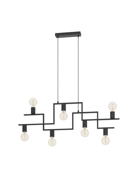 Lámpara Colgante con brazos alternos de 7 luces E27, FEMBARD, negro