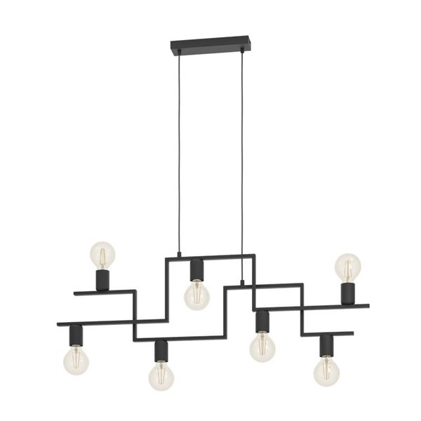 Lámpara Colgante con brazos alternos de 7 luces E27, FEMBARD, negro