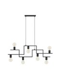 Lámpara Colgante con brazos alternos de 7 luces E27, FEMBARD, negro