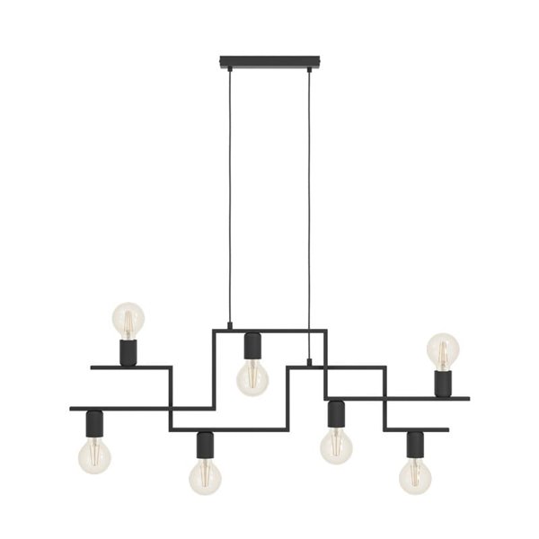 Lámpara Colgante con brazos alternos de 7 luces E27, FEMBARD, negro