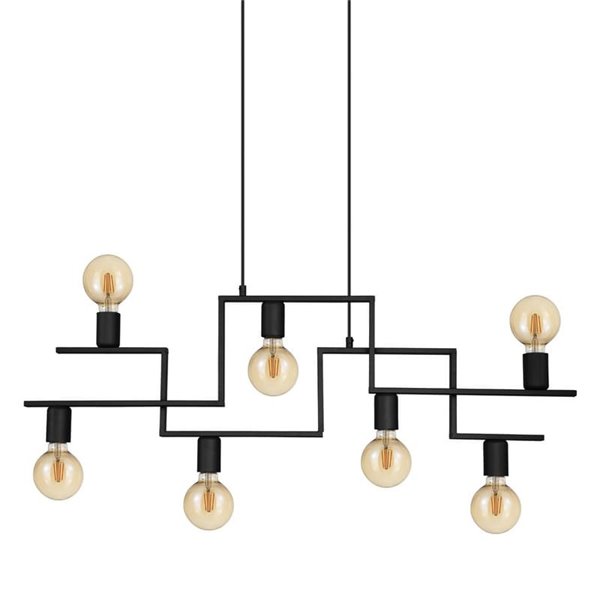 Lámpara Colgante con brazos alternos de 7 luces E27, FEMBARD, negro